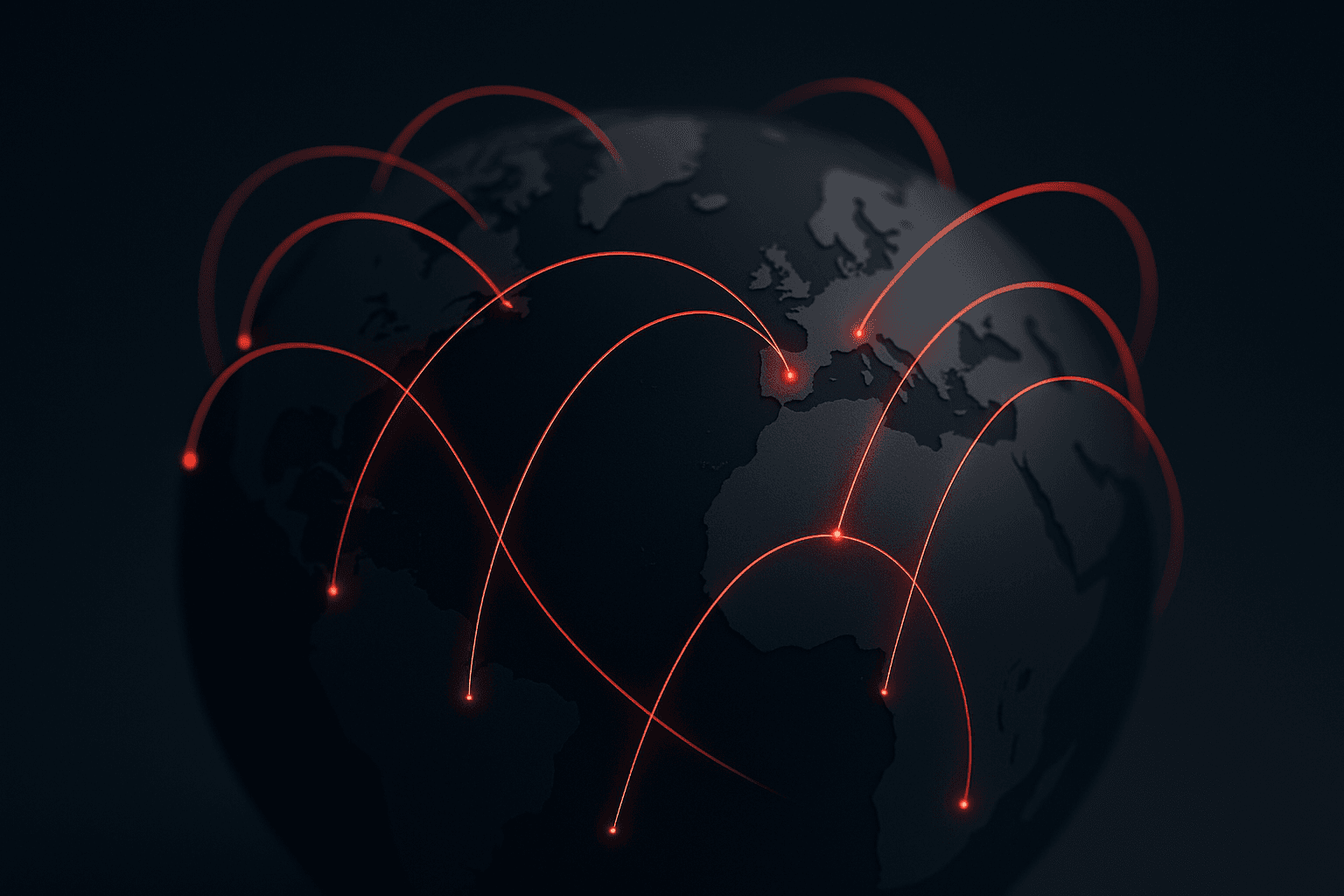 Abstract globe with red connection lines representing international transfers